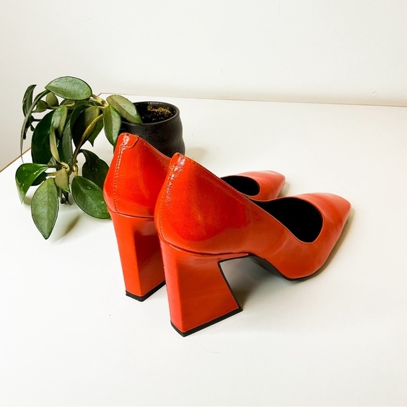 L’INTERVALLE Red Leather Glossy Platform Heels - Picture 10 of 12